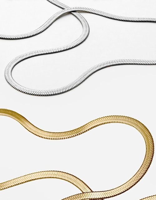 Load image into Gallery viewer, C004G B.Tiff 4mm Herringbone 18K Gold Plated Chain Necklace by B.Tiff New York

