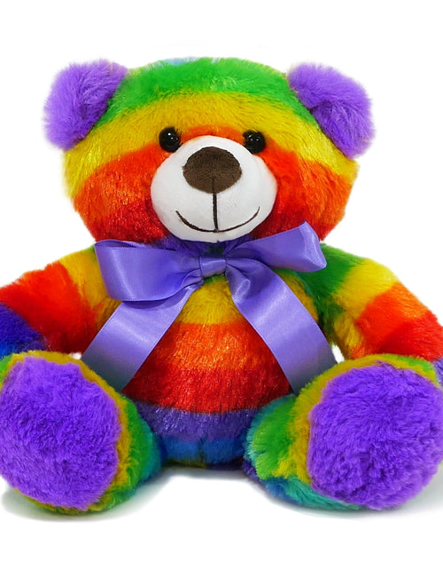 Load image into Gallery viewer, Rainbow Teddy Bear Plush Stuffed Animal Cuddly Soft 12 inch by The Noodley
