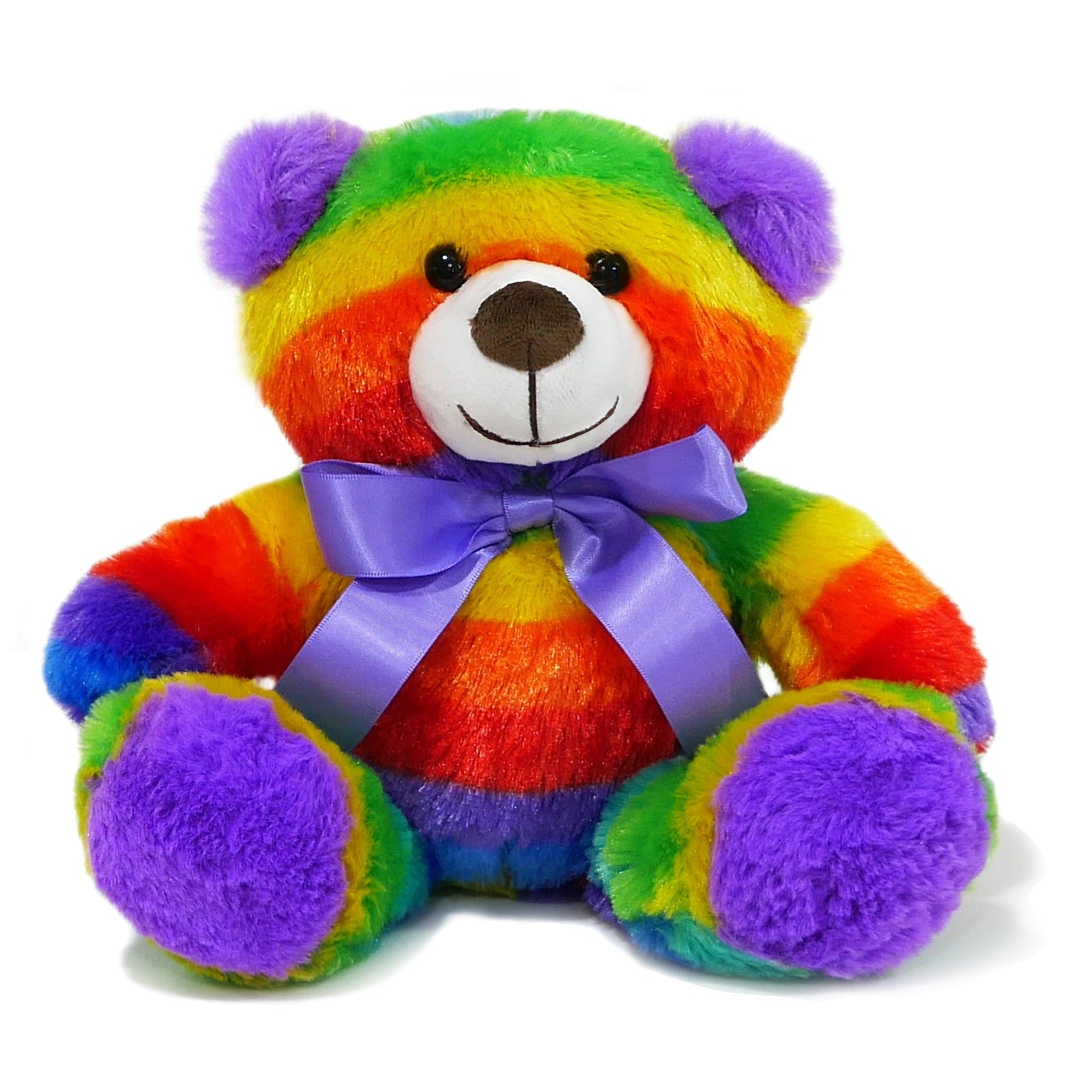 Rainbow Teddy Bear Plush Stuffed Animal Cuddly Soft 12 inch by The Noodley