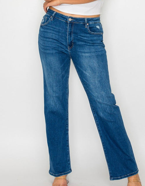 Load image into Gallery viewer, bytos Full Size Cat's Whiskers High Rise Straight Jeans
