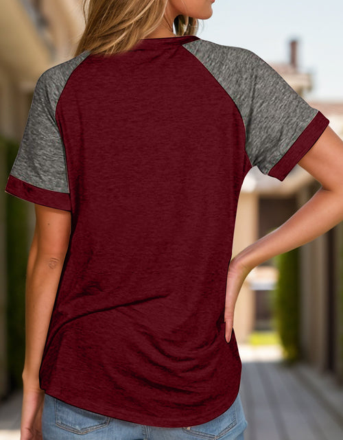 Load image into Gallery viewer, Full Size Contrast Round Neck Short Sleeve T-Shirt

