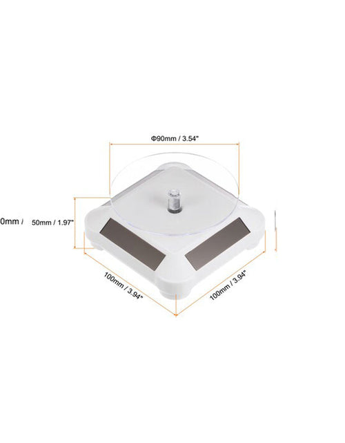 Load image into Gallery viewer, 3.5″ Solar Rotating Display Stand with White Base for 1/64 Scale Model Cars
