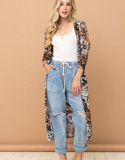 Load image into Gallery viewer, And The Why Leopard Kimono Open Front Longline Cardigan
