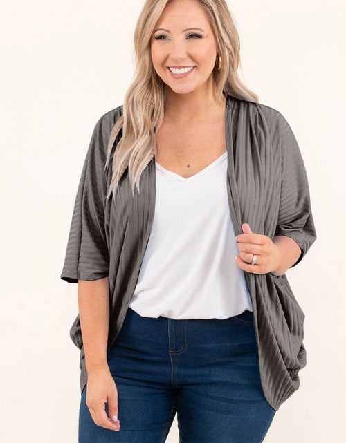 Load image into Gallery viewer, Plus Size Ribbed Cocoon Cover Up
