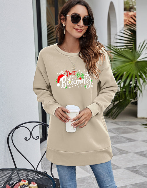 Load image into Gallery viewer, DON'T STOP BELIEVING Graphic Drop Shoulder Sweatshirt

