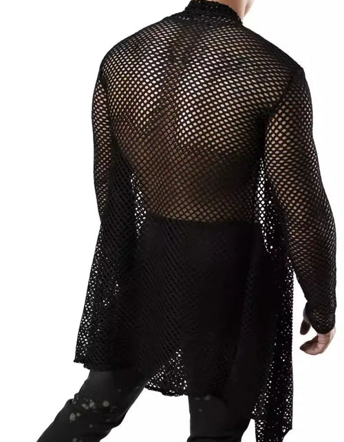 Load image into Gallery viewer, Men's Openwork Open Front Long Sleeve Cover-Up
