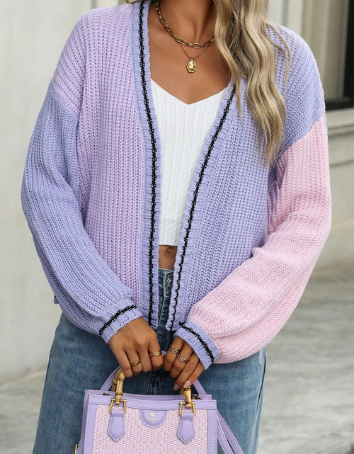 Load image into Gallery viewer, Contrast Open Front Long Sleeve Cardigan
