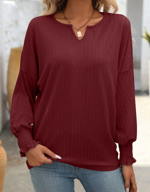 Load image into Gallery viewer, Mandy Textured Notched Lantern Sleeve T-Shirt
