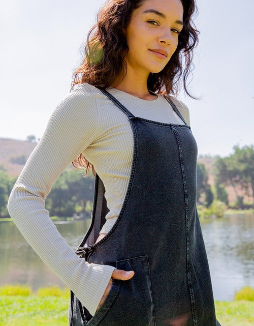 Load image into Gallery viewer, Mono B Drawstring Waist Spaghetti Strap Overalls with Pockets
