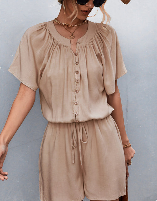 Load image into Gallery viewer, Buttoned Gather Detail Romper

