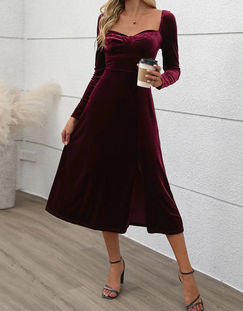 Load image into Gallery viewer, Perfee Sweetheart Neck Long Sleeve Midi Dress
