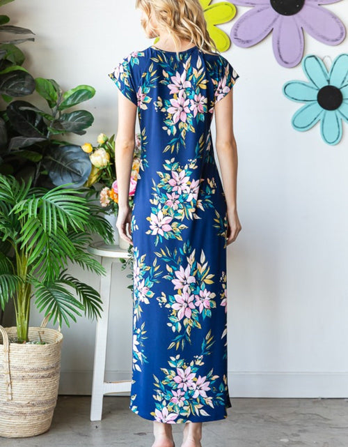 Load image into Gallery viewer, Heimish Full Size Floral Short Sleeve Slit Dress
