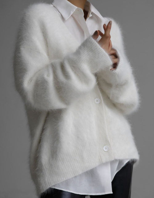 Load image into Gallery viewer, Fuzzy Button Down Long Sleeve Cardigan
