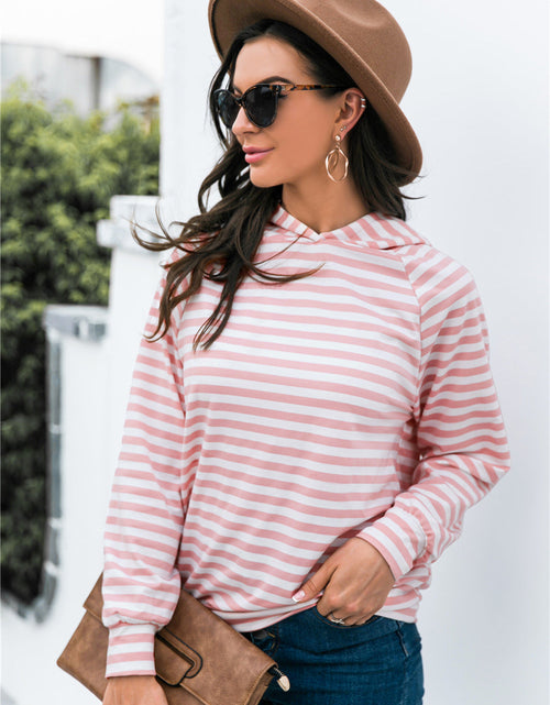 Load image into Gallery viewer, Horizontal Stripe Raglan Sleeve Hoodie
