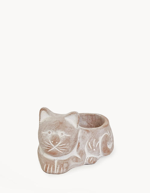 Load image into Gallery viewer, Terracotta Tea Light Candle Holder - Cat by KORISSA
