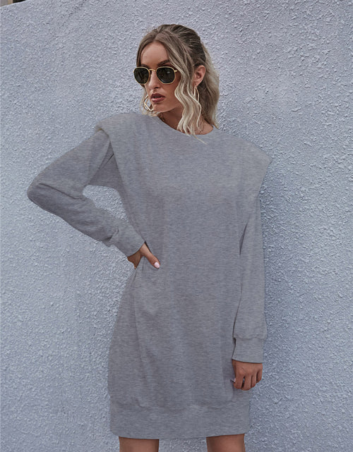 Load image into Gallery viewer, Round Neck Long Sleeve Mini Dress
