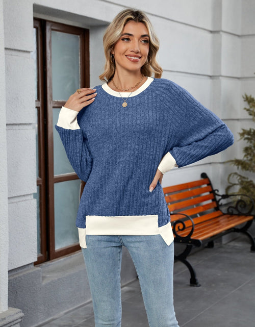 Load image into Gallery viewer, Contrast Trim Round Neck Long Sleeve T-Shirt
