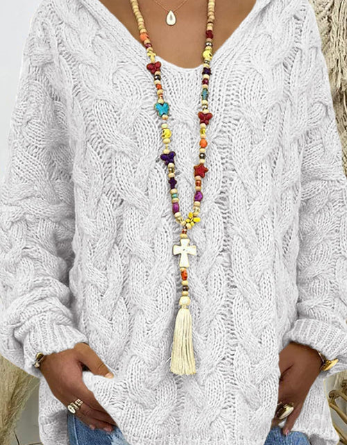 Load image into Gallery viewer, Cable-Knit Hooded Sweater
