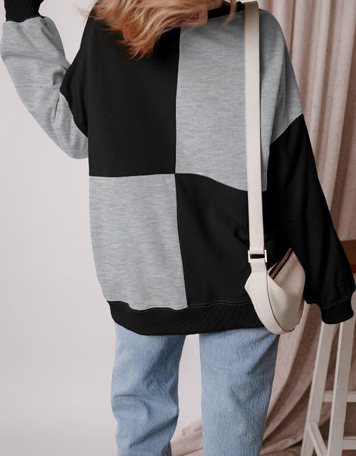 Load image into Gallery viewer, Color Block Half Button Long Sleeve Sweatshirt
