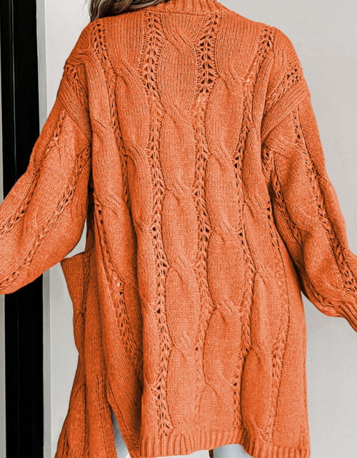 Load image into Gallery viewer, Cable-Knit Dropped Shoulder Slit Cardigan
