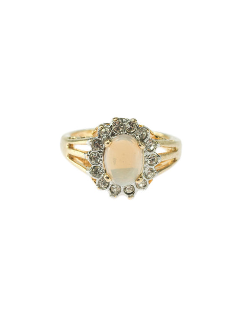 Load image into Gallery viewer, Vintage Jewelry Genuine Stone or Crystal Surrounded by Clear Austrian Crystals Ring Made in the USA by PVD Vintage Jewelry
