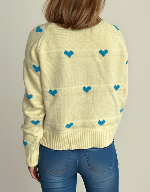Load image into Gallery viewer, Heart Round Neck Zip Up Cardigan
