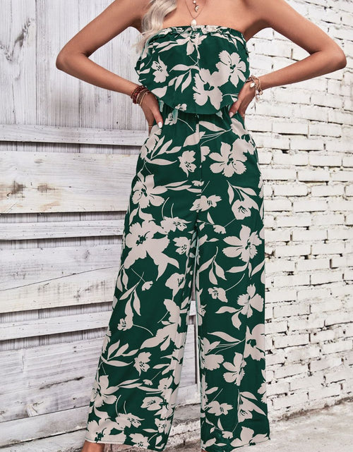 Load image into Gallery viewer, Perfee Floral Strapless Wide Leg Jumpsuit
