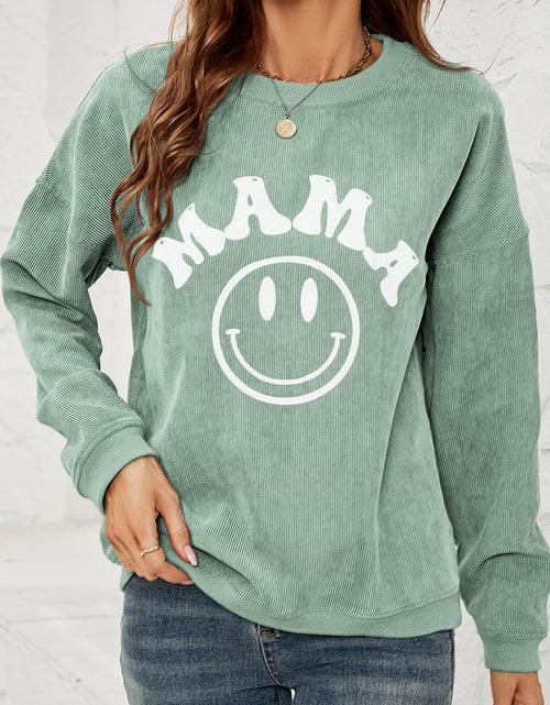 Load image into Gallery viewer, Round Neck Long Sleeve MAMA Graphic Sweatshirt
