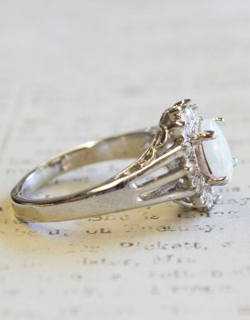 Load image into Gallery viewer, Vintage Jewelry Genuine Stone or Crystal Surrounded by Clear Austrian Crystals Ring Made in the USA by PVD Vintage Jewelry

