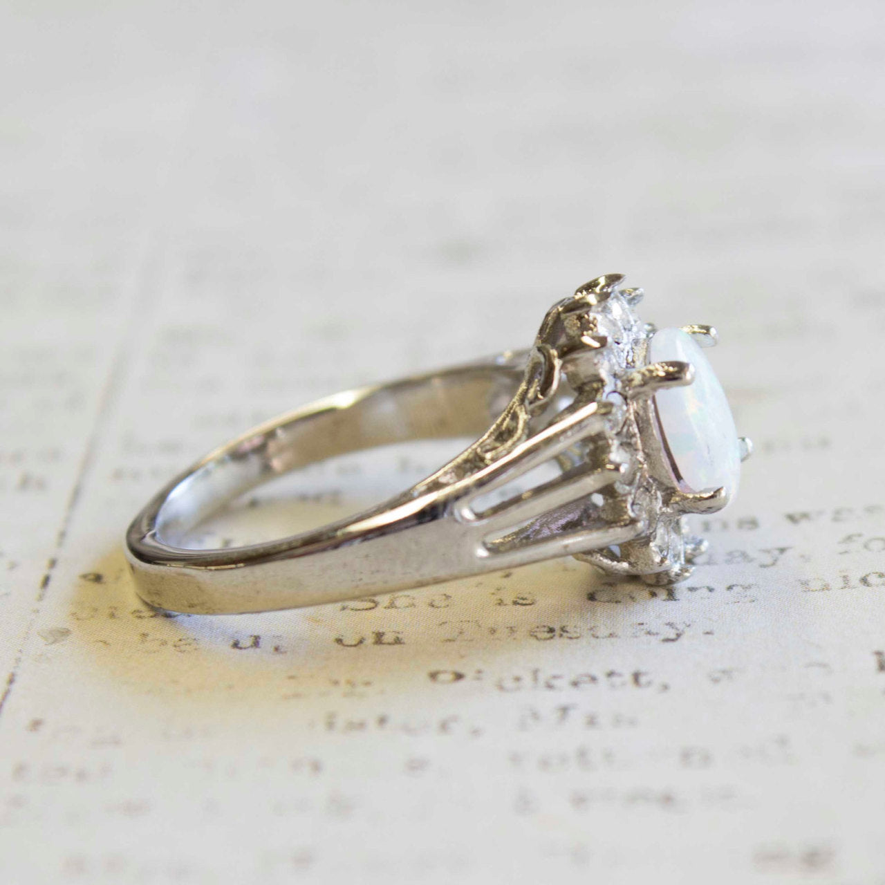 Vintage Jewelry Genuine Stone or Crystal Surrounded by Clear Austrian Crystals Ring Made in the USA by PVD Vintage Jewelry