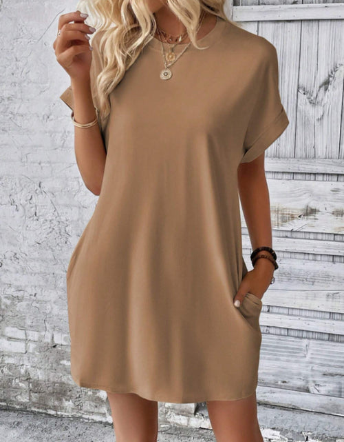 Load image into Gallery viewer, Short Sleeve Mini Tee Dress with Pockets

