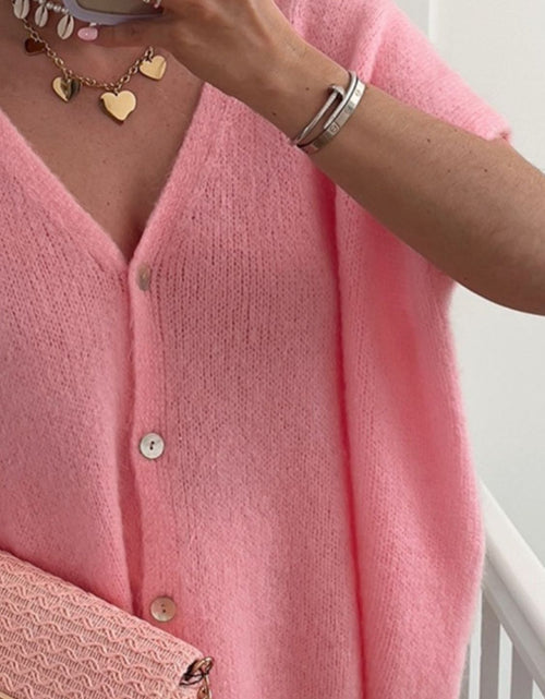 Load image into Gallery viewer, V-Neck Button Up Short Sleeve Cardigan
