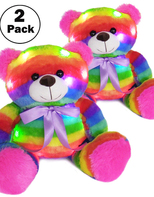 Load image into Gallery viewer, Rainbow Lites Teddy Bear Glow Plush LED Night Light Up Stuffed Animal 2 Pack Set (16 inch) by The Noodley

