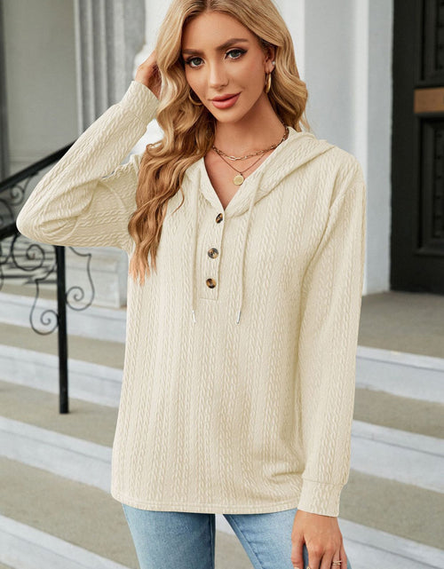 Load image into Gallery viewer, Cable-Knit Long Sleeve Hoodie
