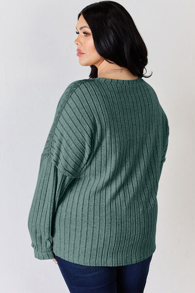 Load image into Gallery viewer, Basic Bae Full Size Ribbed Half Button Long Sleeve T-Shirt
