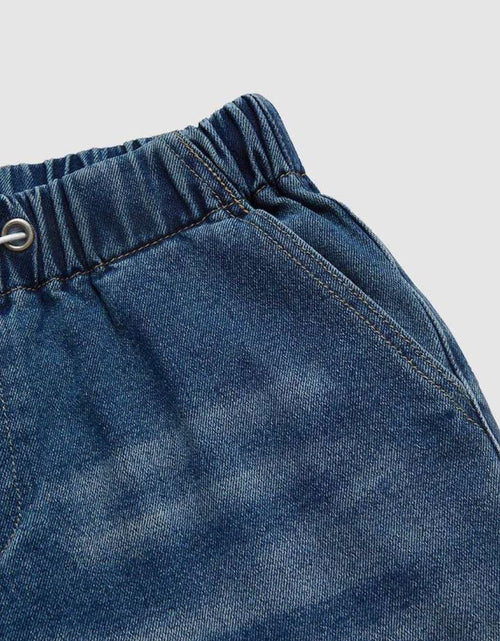 Load image into Gallery viewer, Drawstring Waist Wide Leg Shirred Jeans
