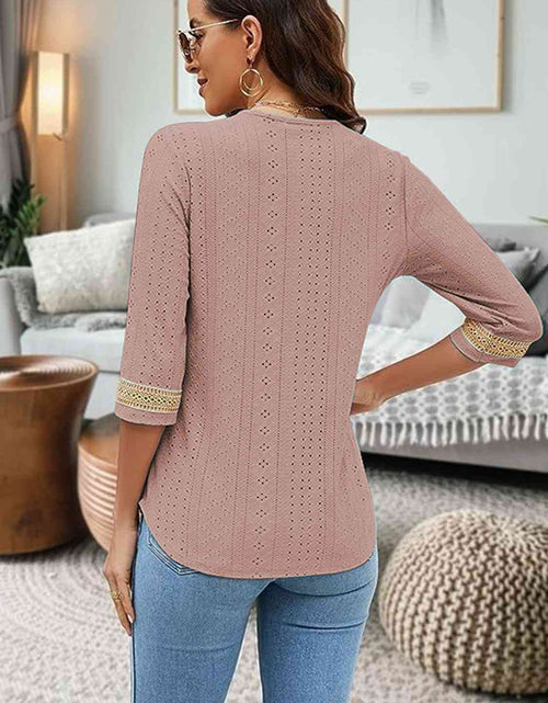 Load image into Gallery viewer, V-Neck Eyelet Blouse
