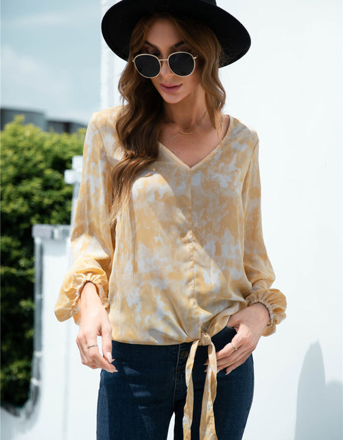 Load image into Gallery viewer, Tie-Dye Tied Balloon Sleeve Blouse
