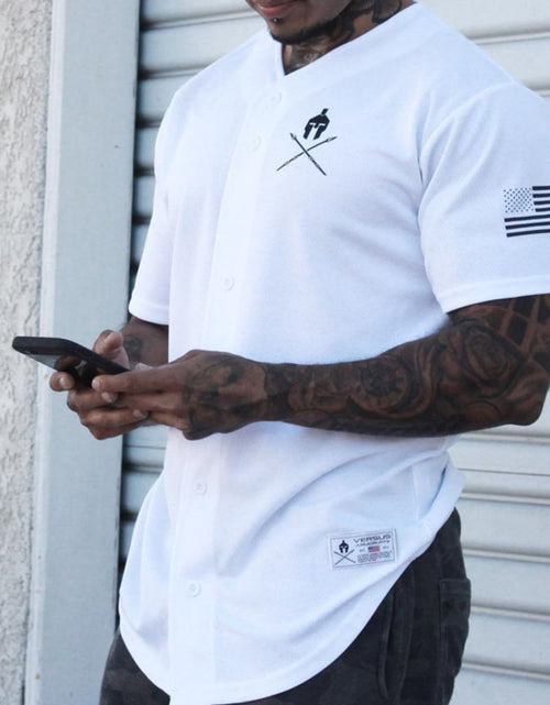 Load image into Gallery viewer, Men's Graphic Button Down Short Sleeve Top

