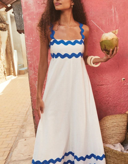 Load image into Gallery viewer, Contrast Trim Square Neck Wide Strap Dress
