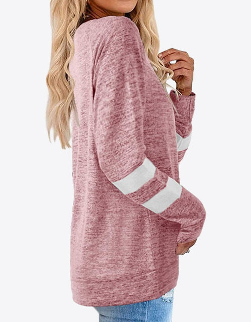 Load image into Gallery viewer, Striped Contrast Raglan Sleeve Top

