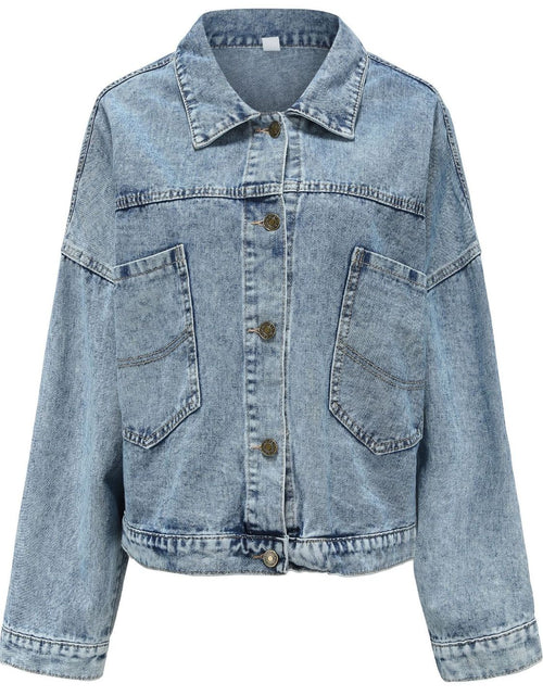 Load image into Gallery viewer, Button Down Drop Shoulder Denim Jacket
