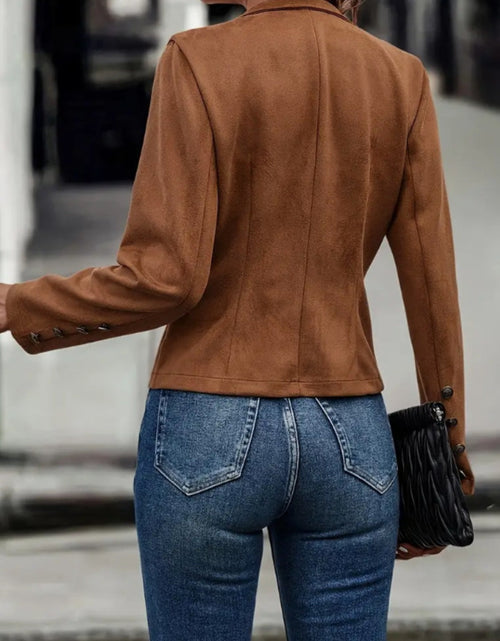 Load image into Gallery viewer, Decorative Button Open Front Long Sleeve Jacket

