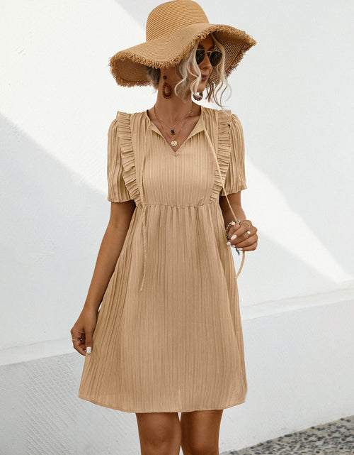 Load image into Gallery viewer, Tie Neck Short Sleeve Mini Dress
