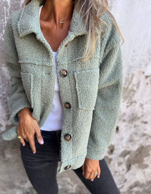 Load image into Gallery viewer, Full Size Fuzzy Button Up Drop Shoulder Jacket
