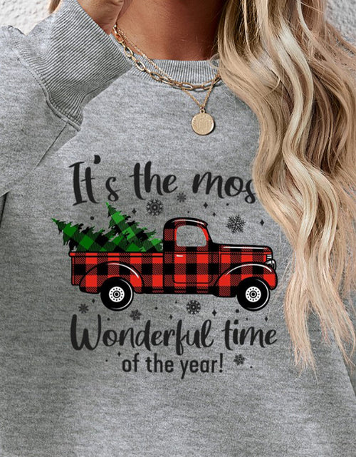 Load image into Gallery viewer, Graphic Round Neck Long Sleeve Sweatshirt
