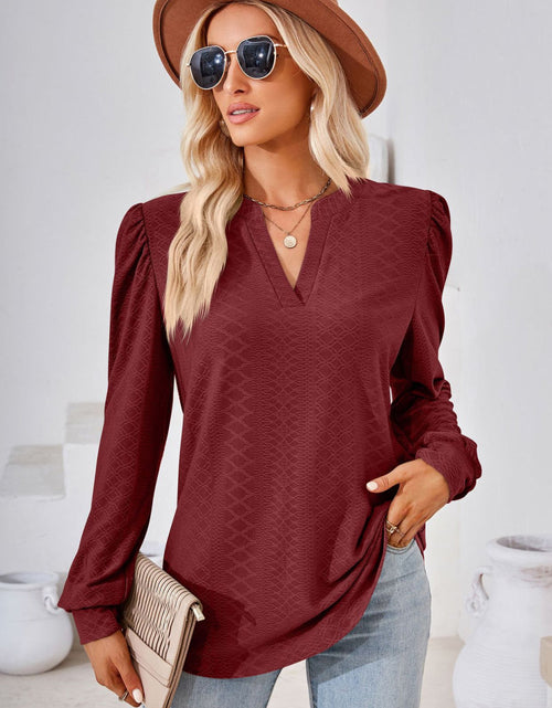 Load image into Gallery viewer, V-Neck Puff Sleeve Blouse
