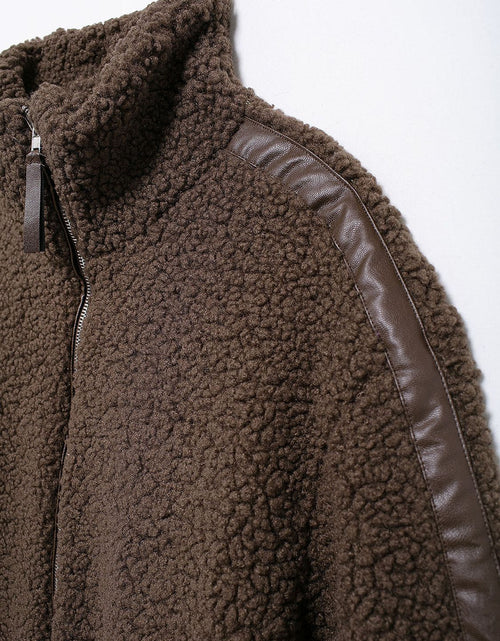 Load image into Gallery viewer, Zip Up Turtleneck Long Sleeve Plush Jacket
