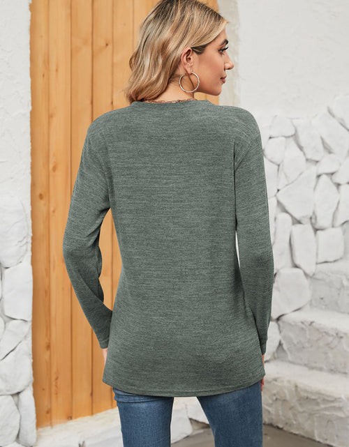 Load image into Gallery viewer, Notched Neck Long Sleeve T-Shirt
