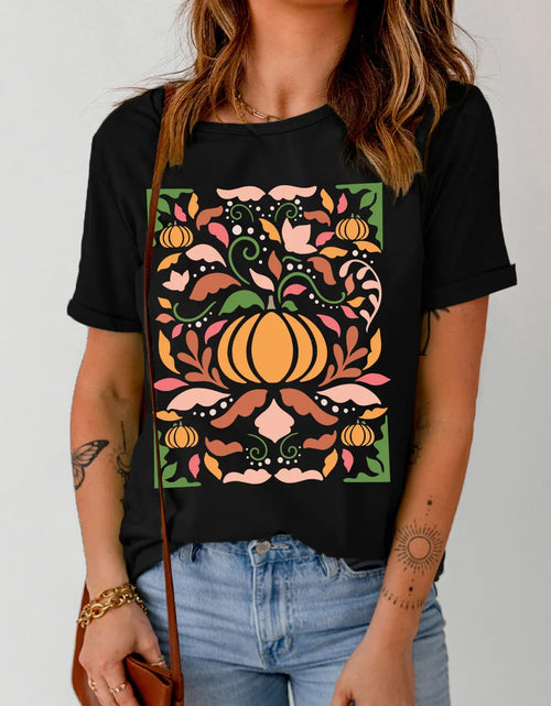 Load image into Gallery viewer, Graphic Round Neck Short Sleeve T-Shirt
